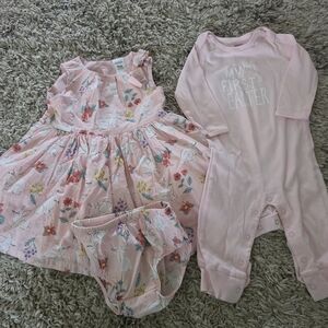 Carter's Pink Floral Dress and Onesie Set